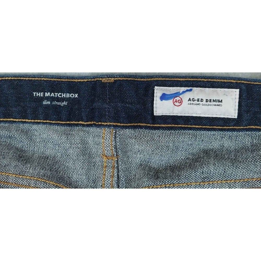 AG Adriano Goldschmied Jeans Mens 36X26.5 Blue Denim The Matchbox Slim Straight - Picture 6 of 7